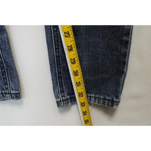 XXX Rude Button Fly Skinny Jeans Men 30 / 34 Distressed Ripped Blue Denim - Picture 6 of 14